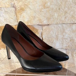 Cole Haan Black Leather Pointed Toe Heels